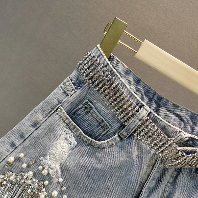 Tassel Beading Denim Short